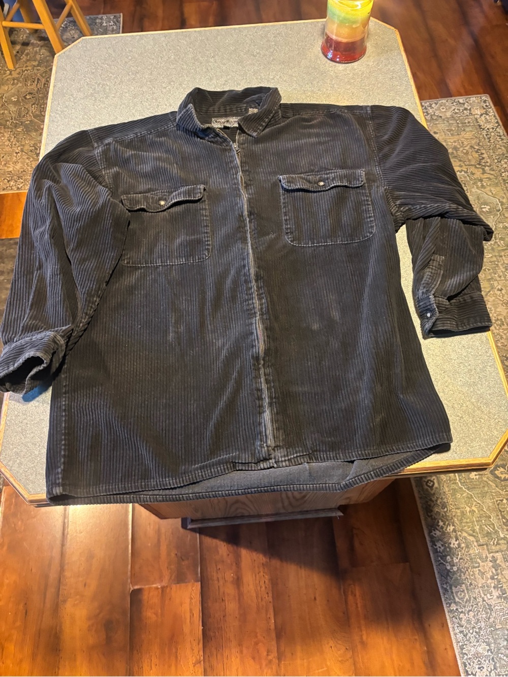 Vintage Men's Black Corduroy Button-Up Jacket